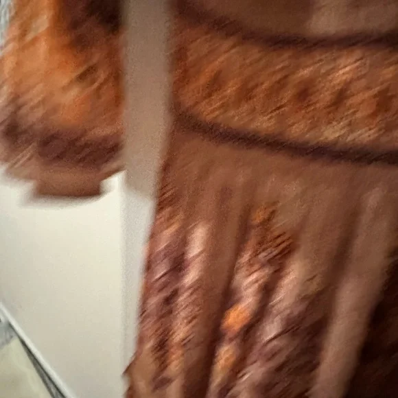 Bohemian Long Sleeve Dress in Brown Paisley size S - Picture 5 of 6